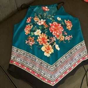 Iz Byer Green Asymmetrical Sleeveless Tank Top